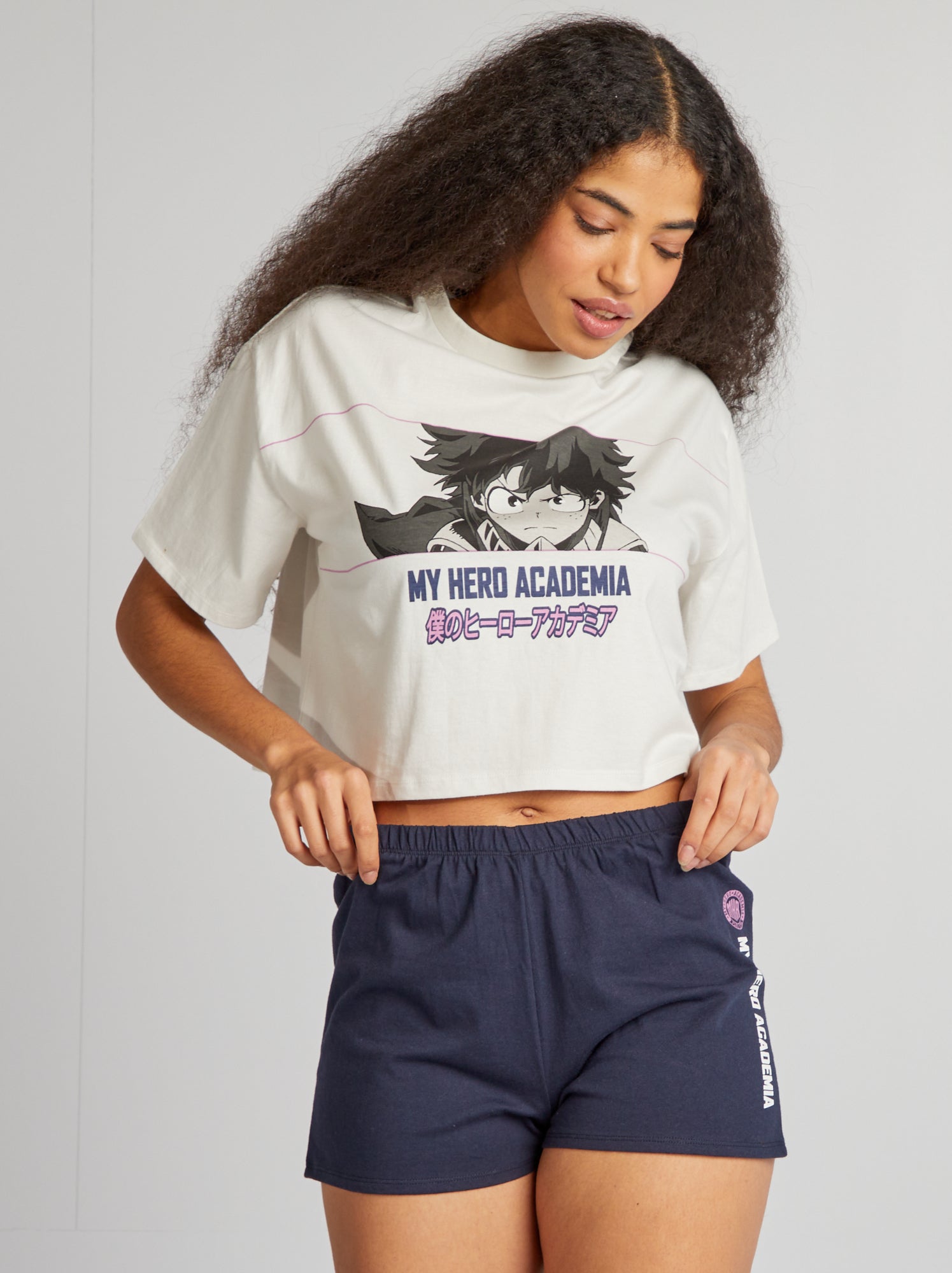 Completo pigiama t-shirt + shorts 'My Hero Academia' - 2 pezzi - BEIGE