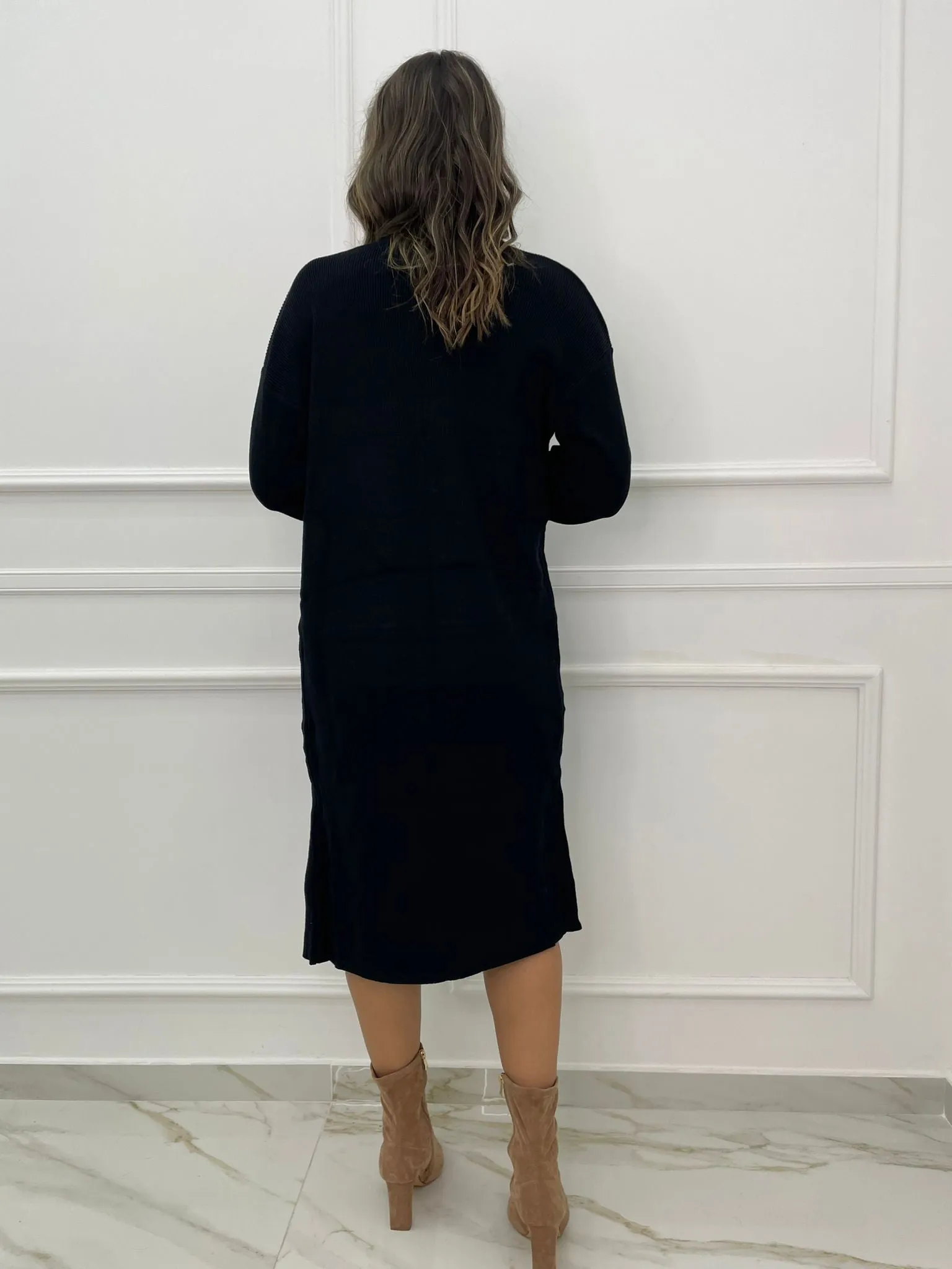 Coordinato 3 pezzi con mini gonna e cardigan lungo