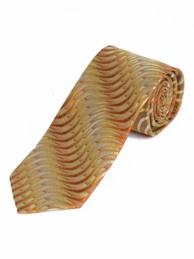 Cravatta stretta da uomo con motivo a onda giallo oro
