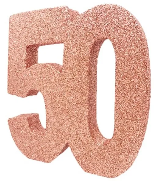 Decorazione da tavolo scintillante numero 50 in oro rosa