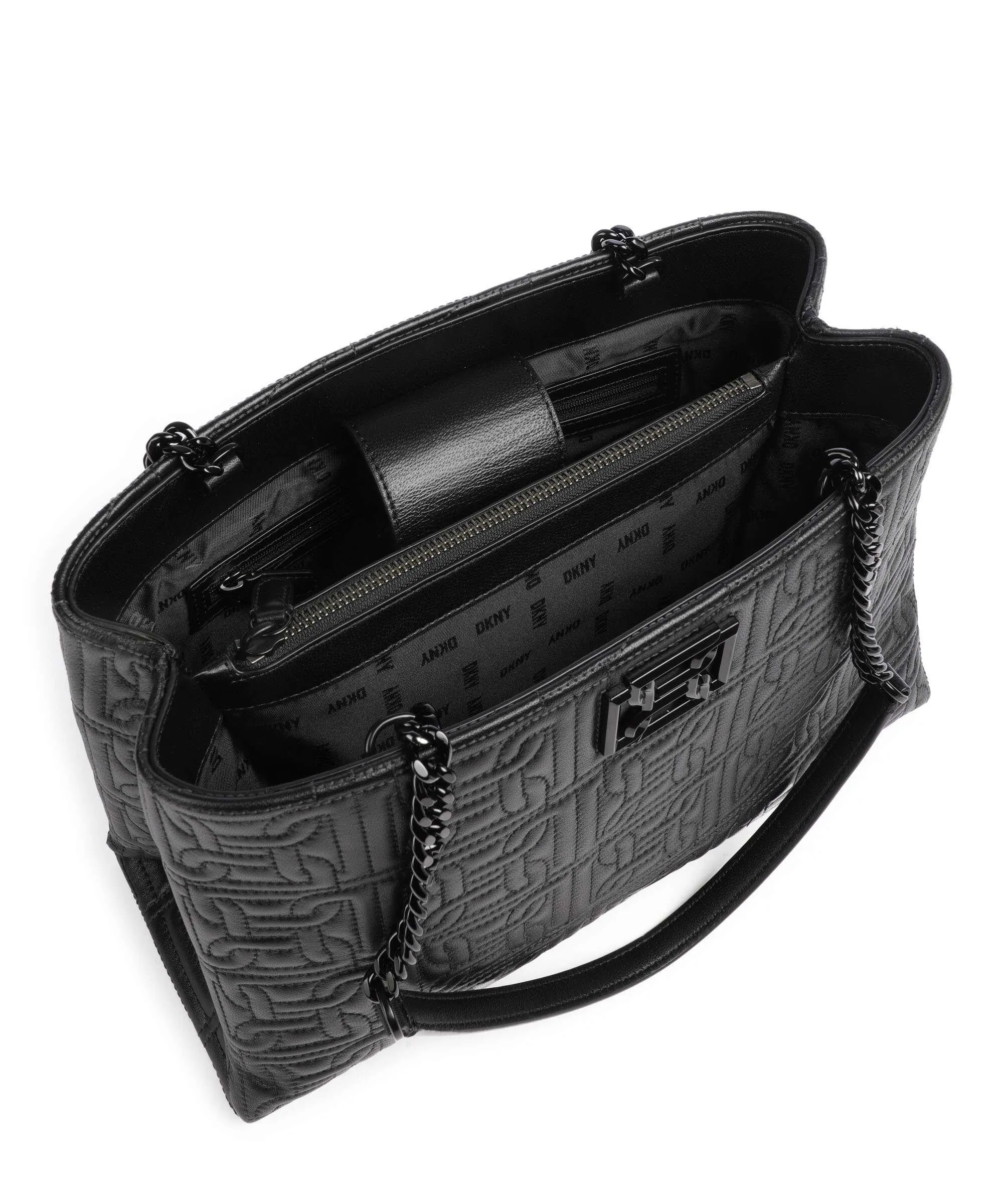  DKNY Delanie Borsa shopper cuoio di agnello nero  