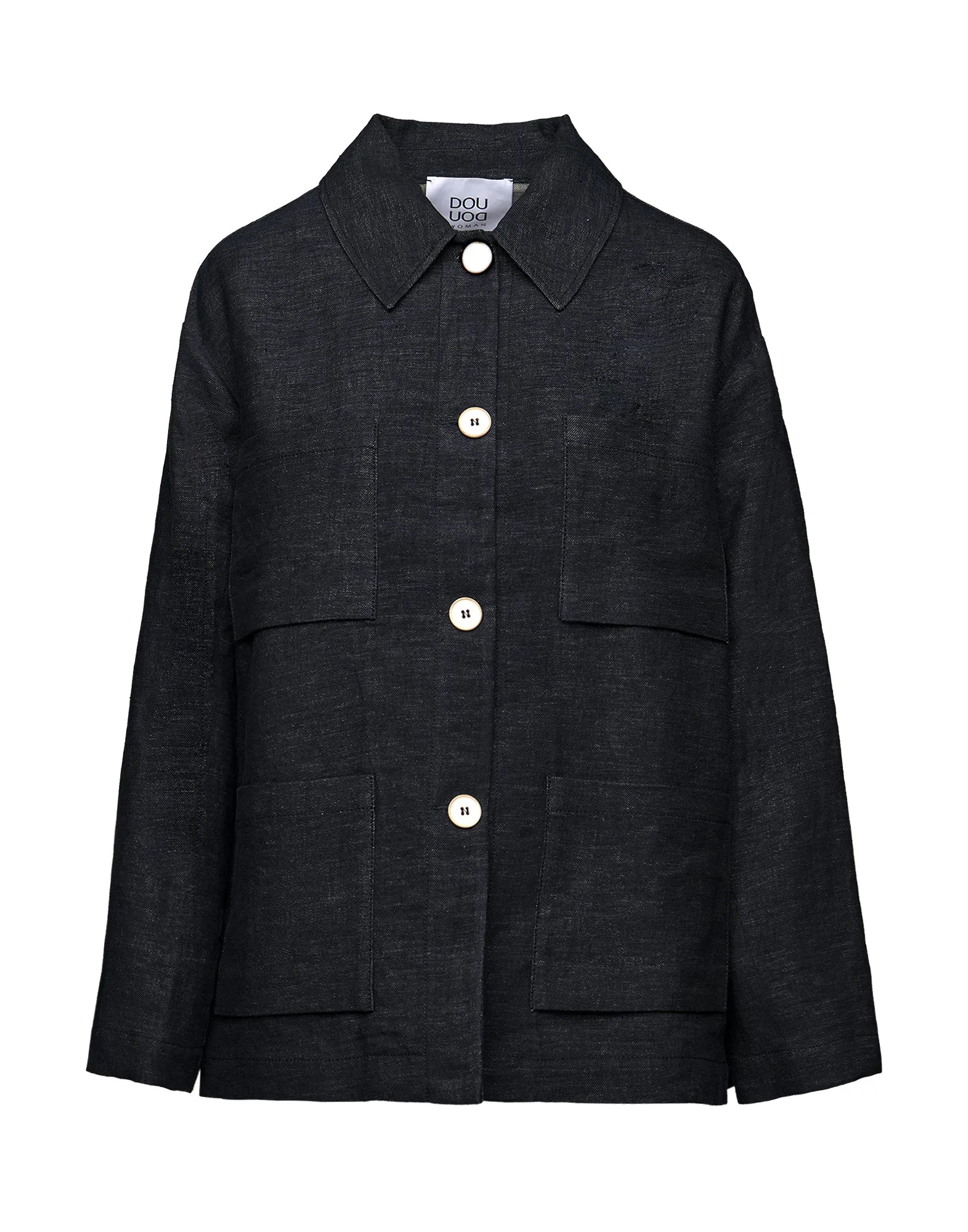 DOUUOD Giacca Camicia in Denim Lino