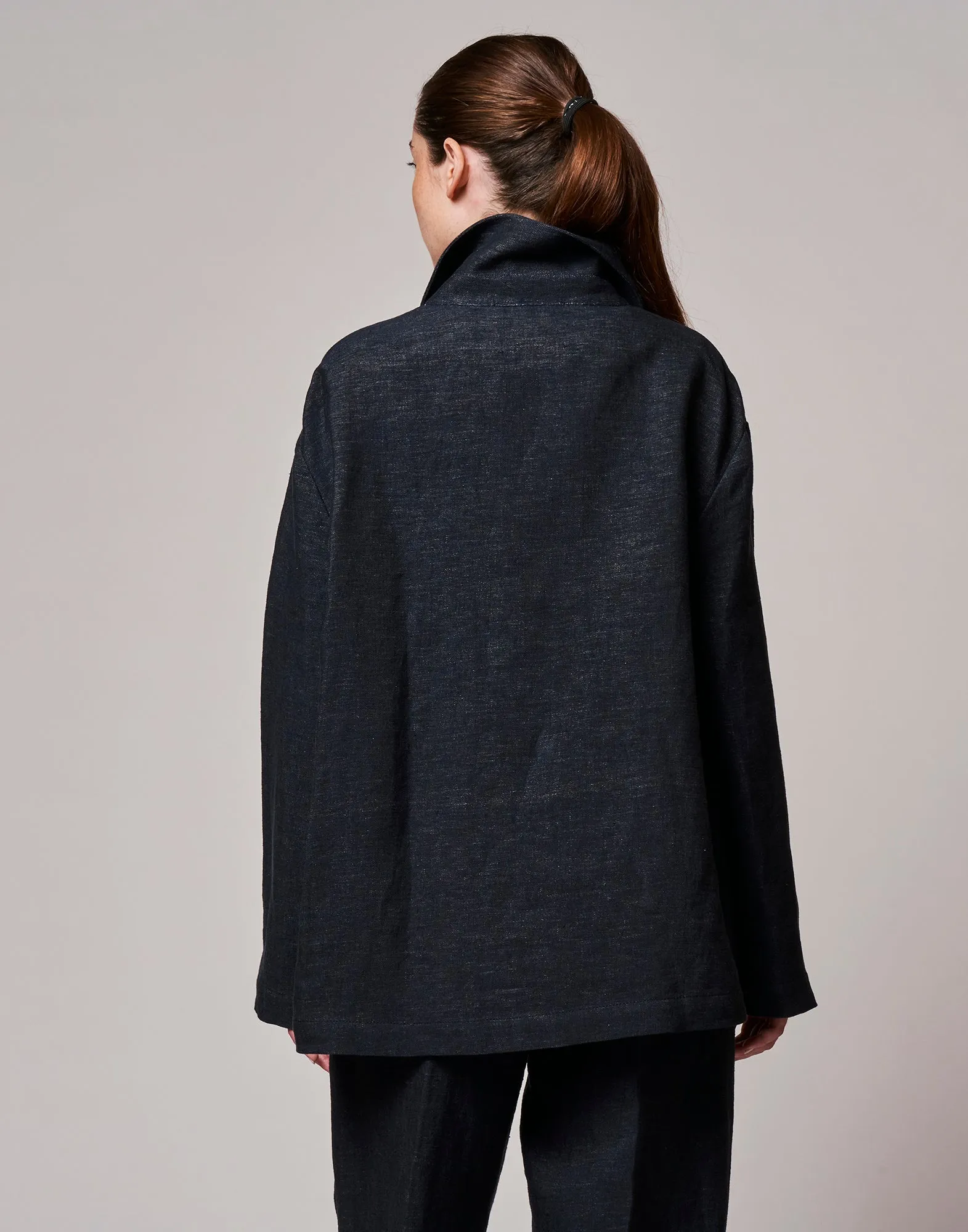 DOUUOD Giacca Camicia in Denim Lino