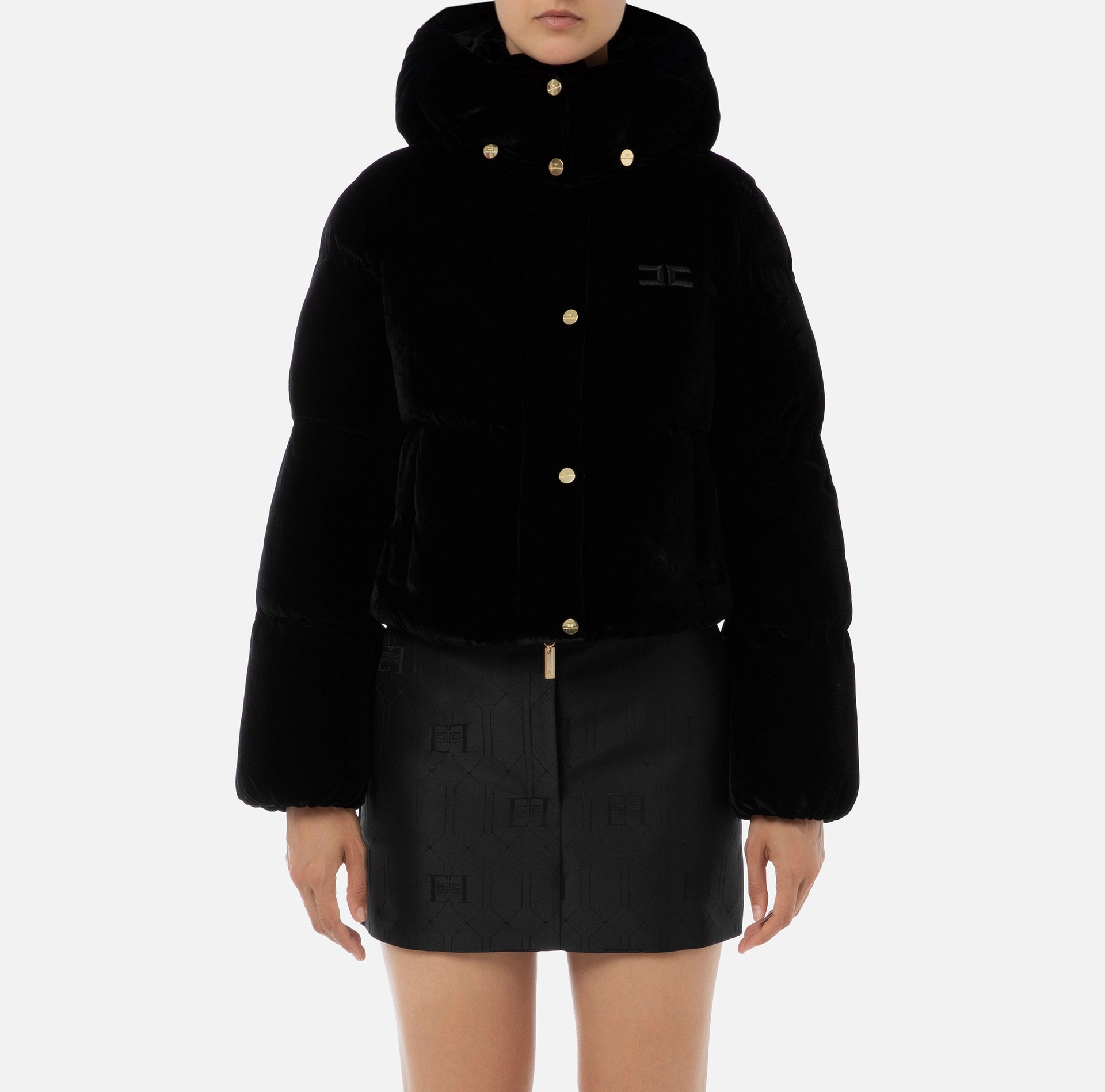 ELISABETTA FRANCHI Piumino crop in velluto