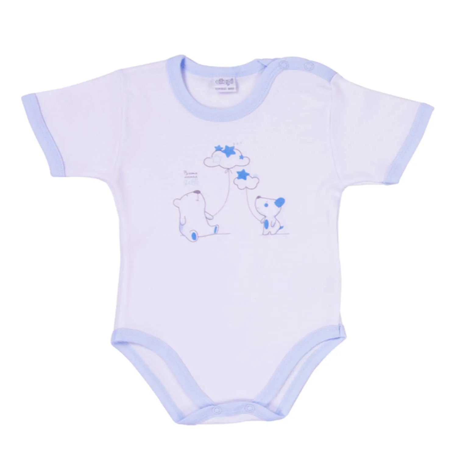 Ellepi - 2 Body con apertura sulla spalla a Maniche Corte 100% Cotone Azzurro