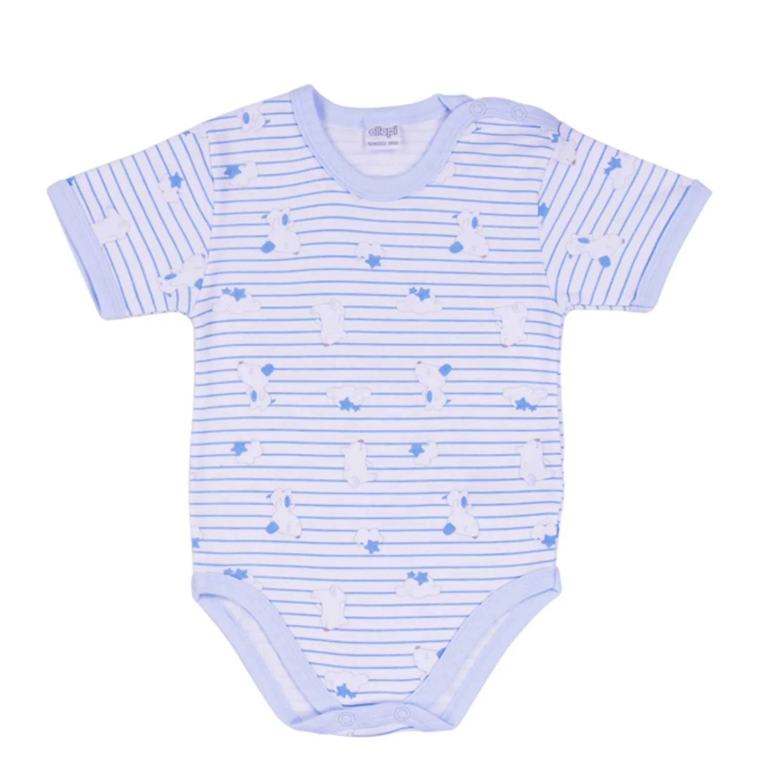 Ellepi - 2 Body con apertura sulla spalla a Maniche Corte 100% Cotone Azzurro