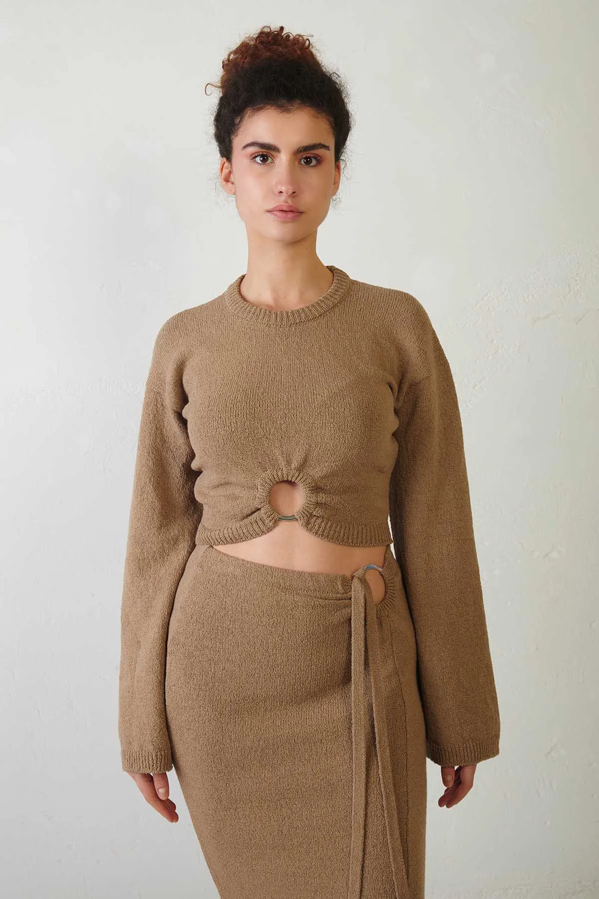 ERIKA CAVALLINI Maglia cropped con piercing