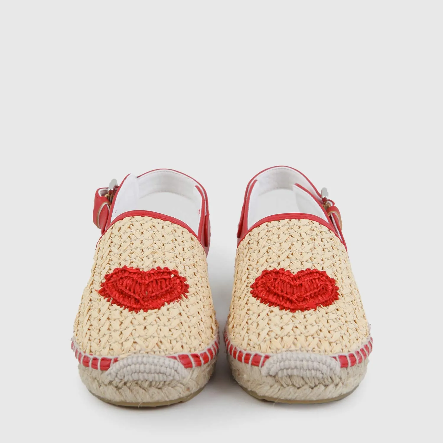 Espadrillas In Rafia Con Cuore Rosso Ragazza
