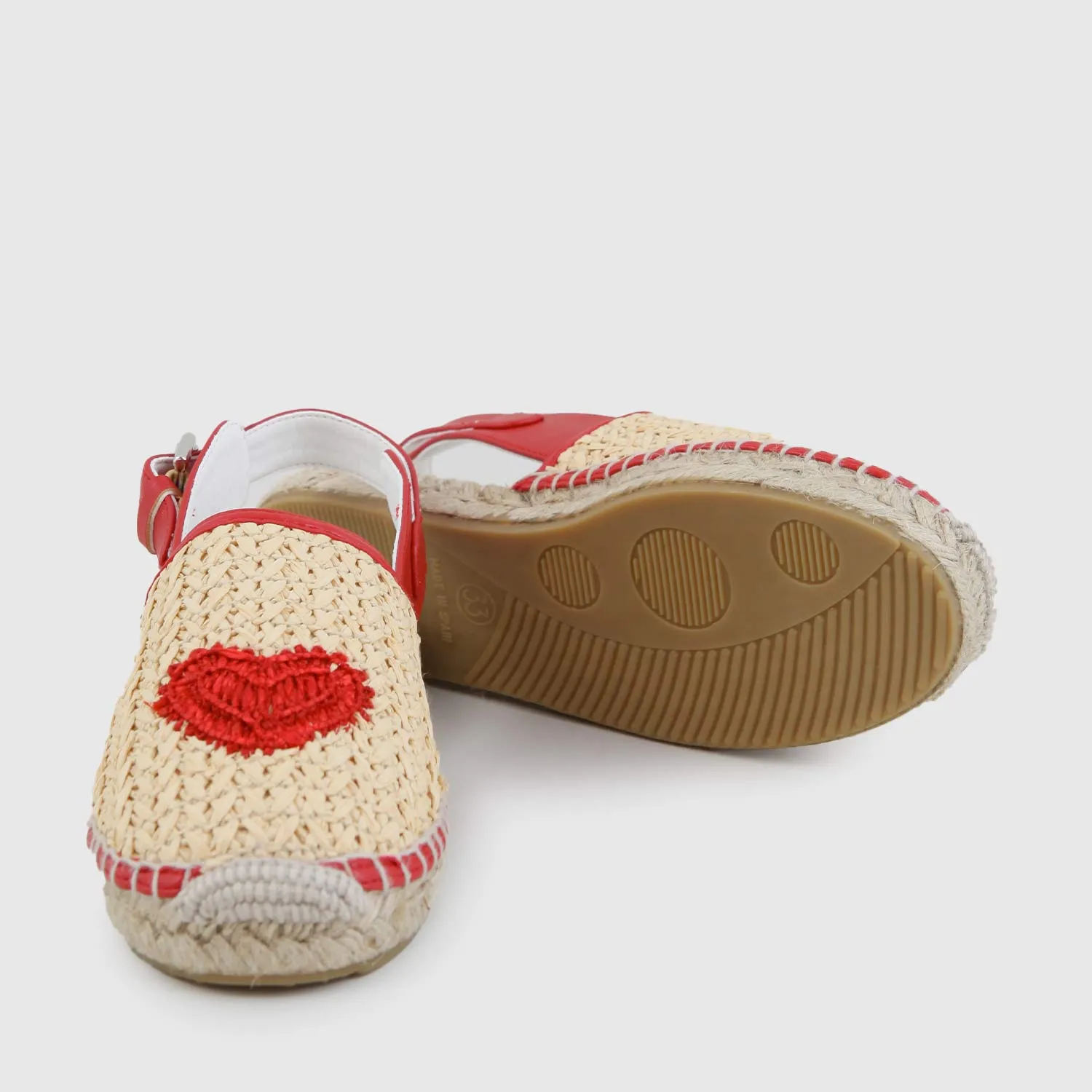 Espadrillas In Rafia Con Cuore Rosso Ragazza