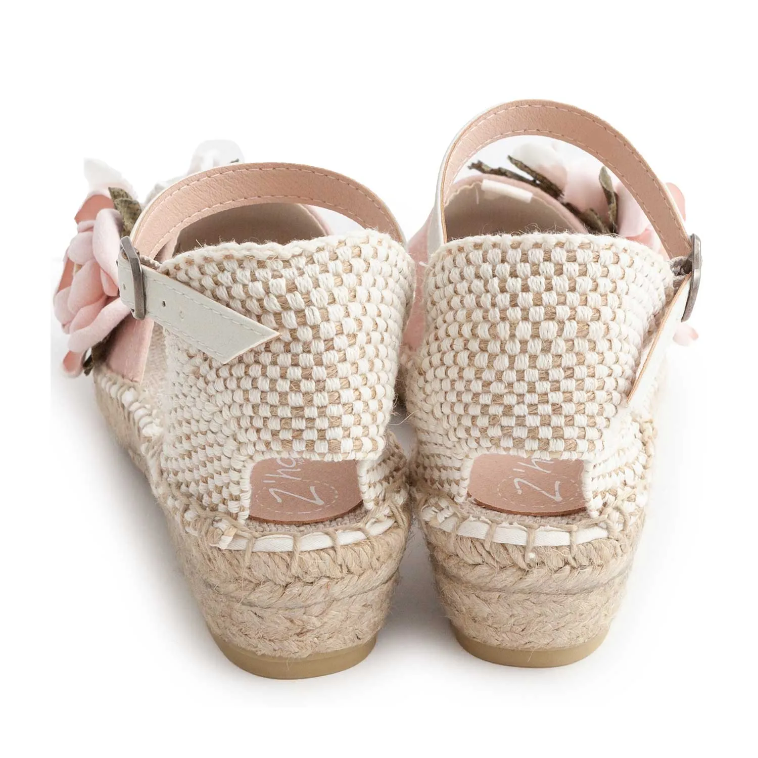 Espadrillas Rosa Antico E Beige Con Fiori Rosa