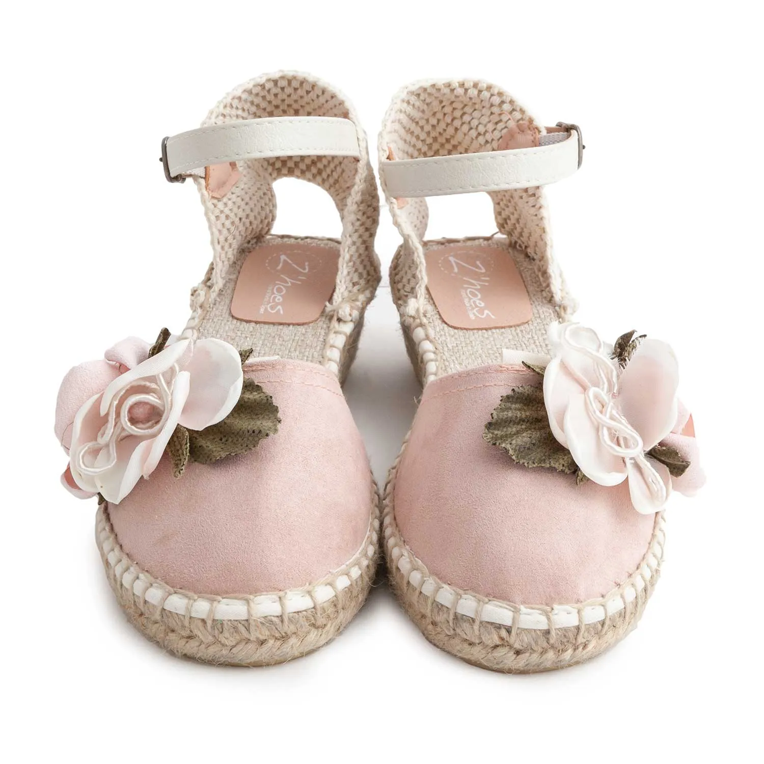 Espadrillas Rosa Antico E Beige Con Fiori Rosa