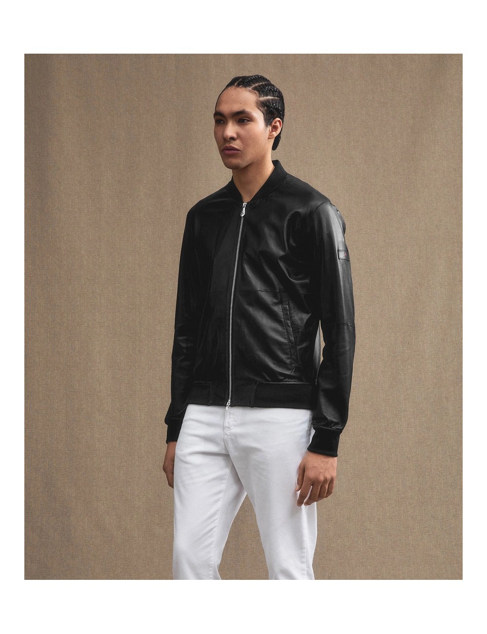 FANS LEATHER ACC PEUTEREY UOMO BOMBER VERA PELLE GIACCA GIUBBINO GIUBBOTTO BLU