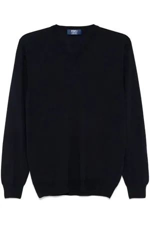 FEDELI Abbigliamento,Maglieria Maglione in lana vergine blu notte 