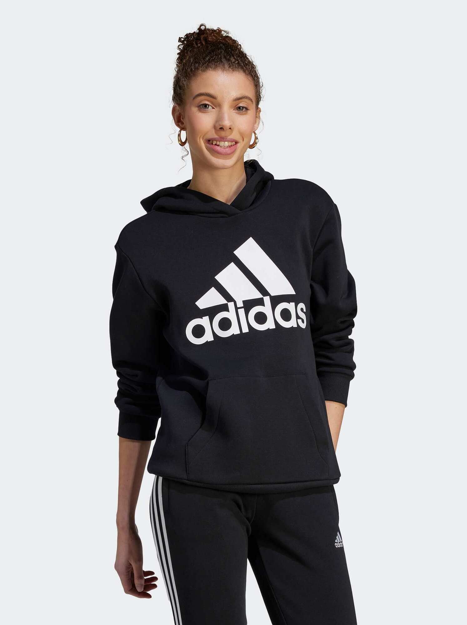 Felpa con cappuccio e grande logo ''adidas'' - NERO