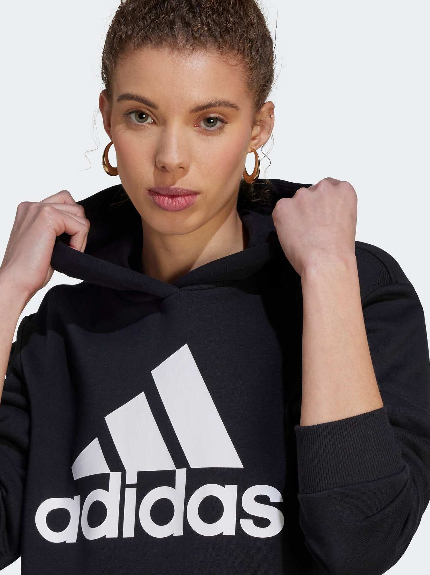 Felpa con cappuccio e grande logo ''adidas'' - NERO