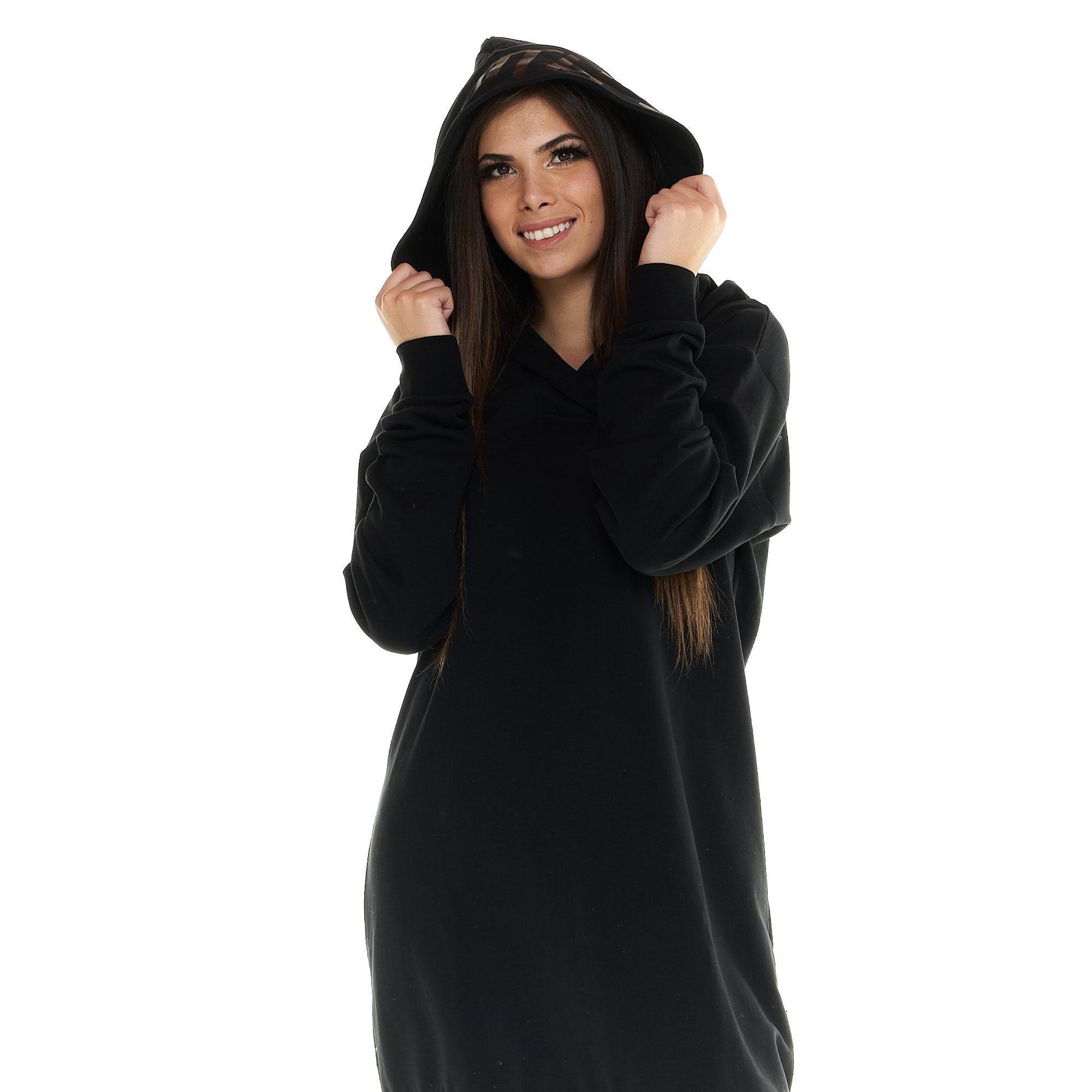 Felpa con cappuccio Leone donna lunga Blackout