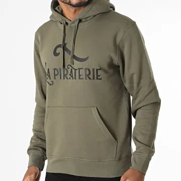 Felpa con cappuccio Logo Verde Khaki Nero