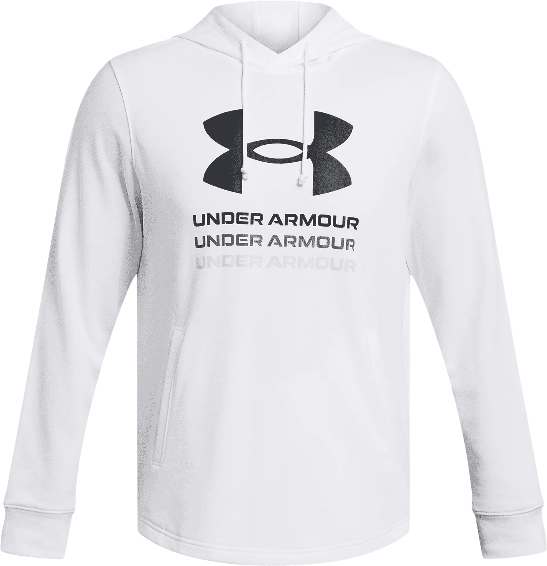 FELPA DA UOMO UNDER ARMOUR RIVAL TERRY GRAPHIC HOOD WHITE 1386047 100