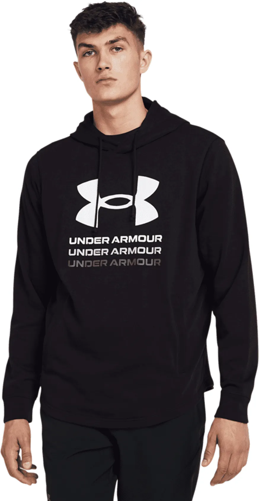 FELPA DA UOMO UNDER ARMOUR RIVAL TERRY GRAPHIC HOOD WHITE 1386047 100