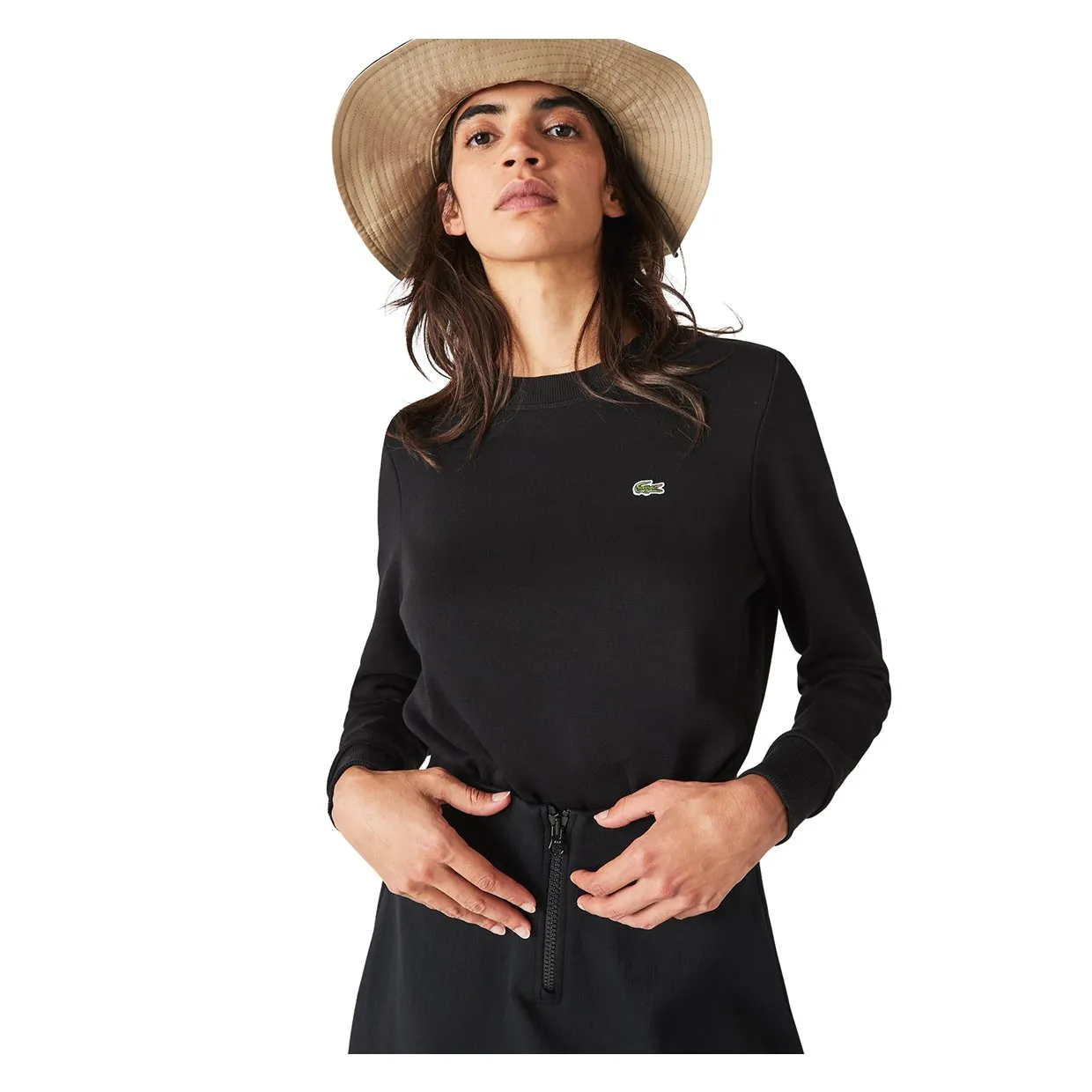 Felpa Donna Lacoste Girocollo Nero