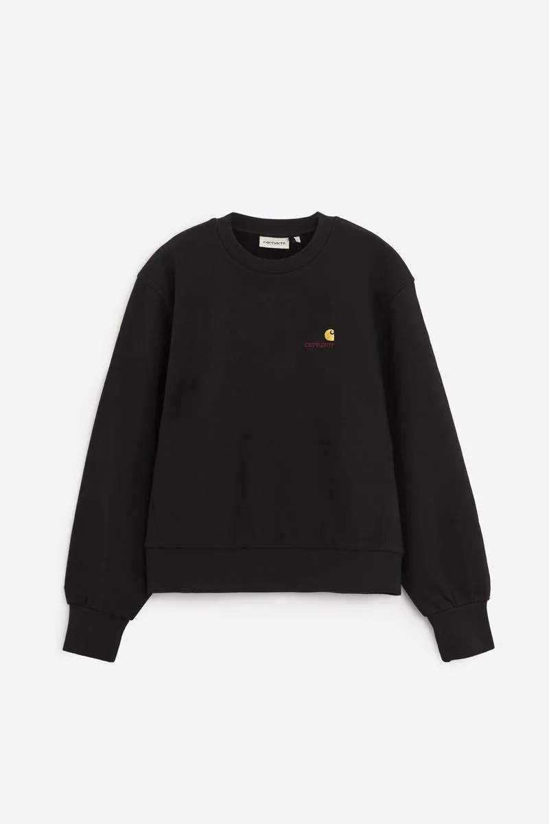 Felpa Girocollo W AMERICAN SCRIPT in cotone nero