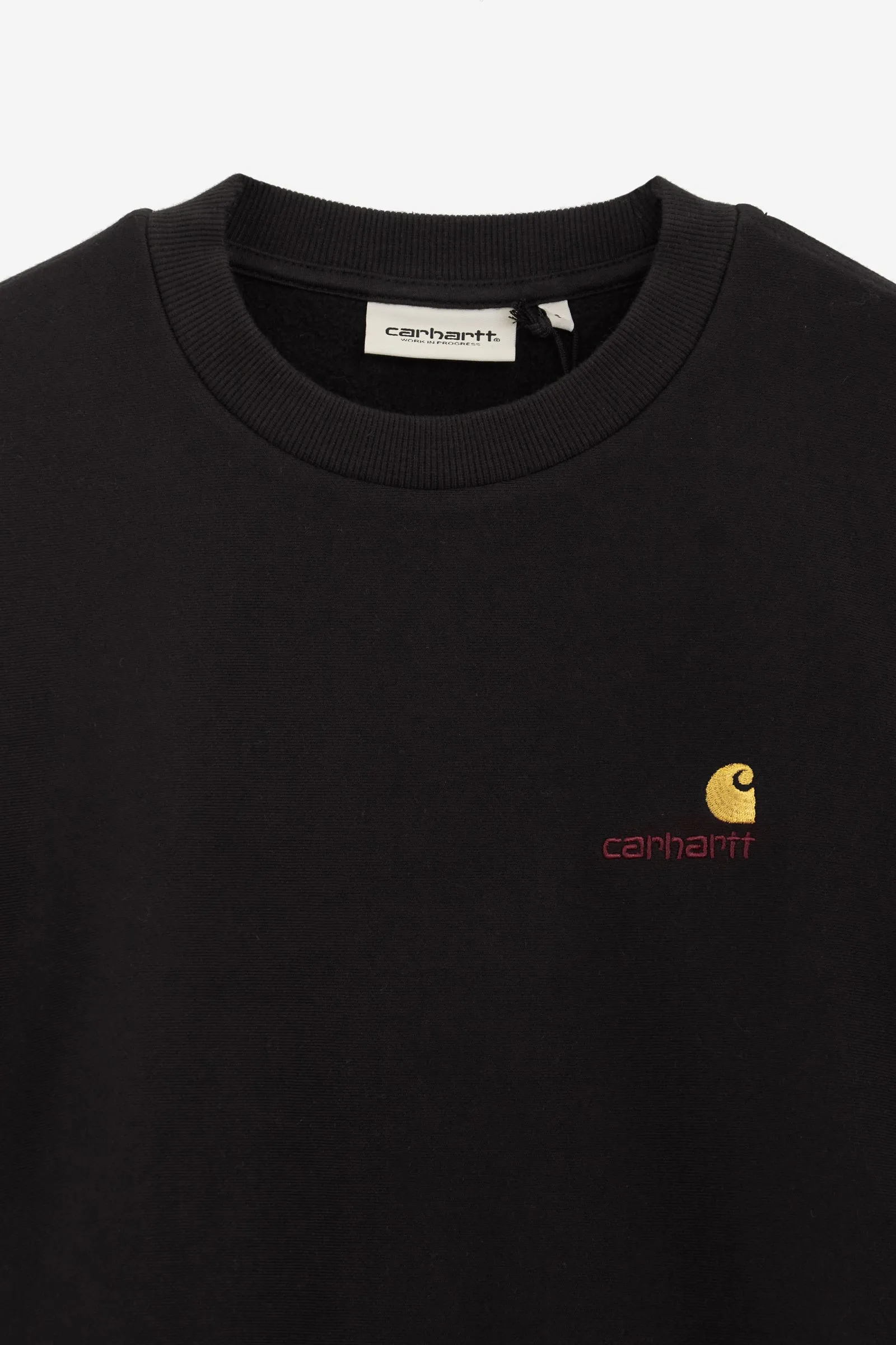 Felpa Girocollo W AMERICAN SCRIPT in cotone nero