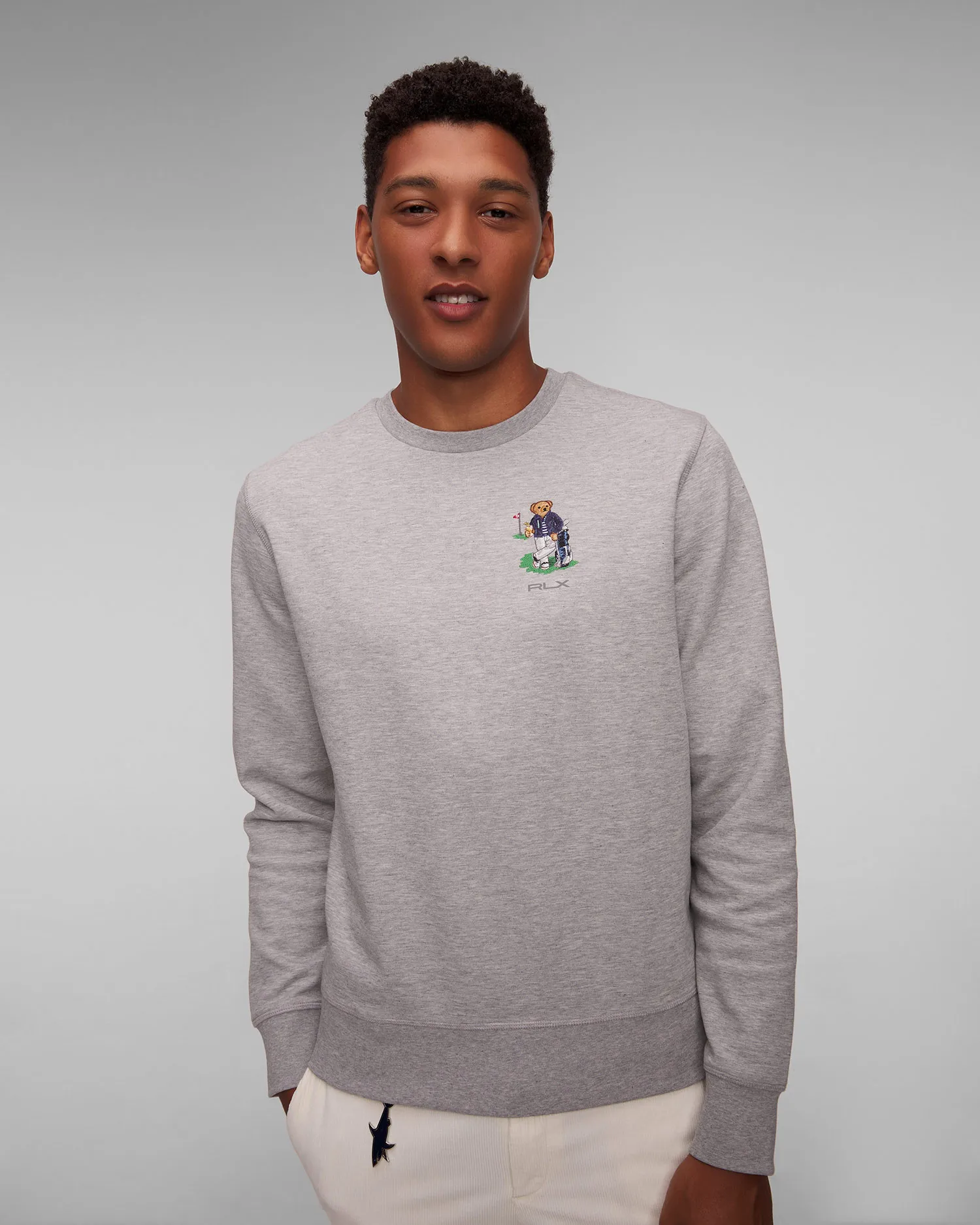 Felpa grigia da uomo Ralph Lauren RLX Golf Knit-sweatshirt 785A56853-20