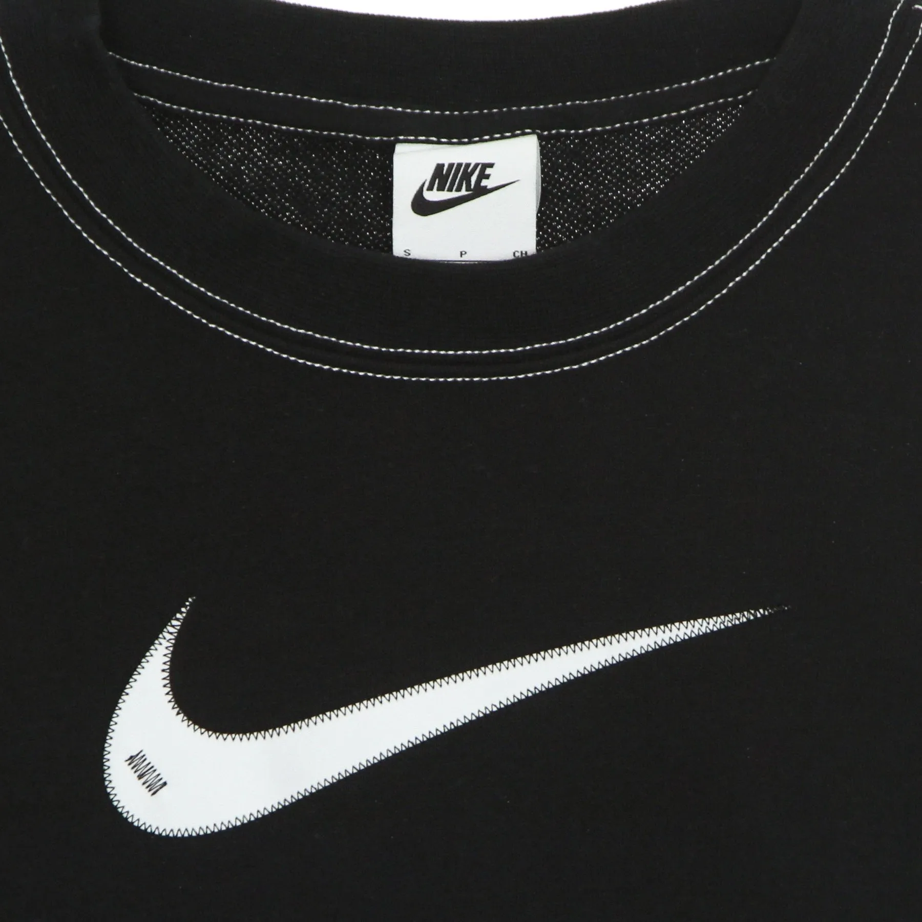 Felpa Leggera Girocollo Corta Donna Sportswear Swoosh Fleece Crew Md Cropped Black/black/white