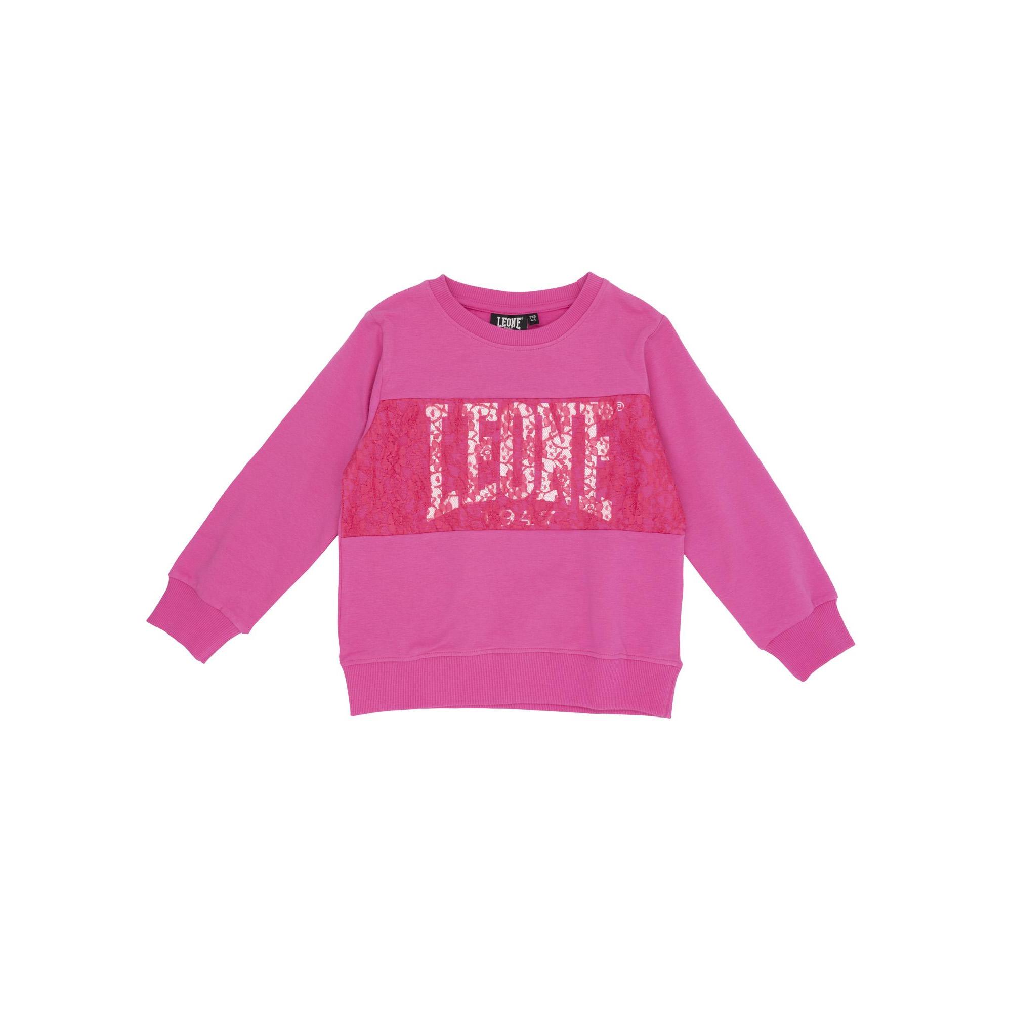 Felpa Leone bambina a girocollo Pink Girl