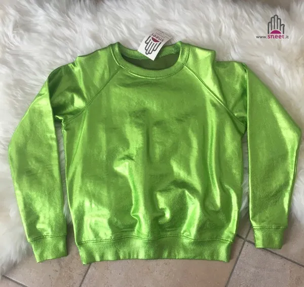 Felpa metallizzata verde