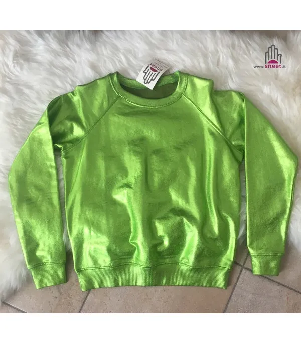 Felpa metallizzata verde