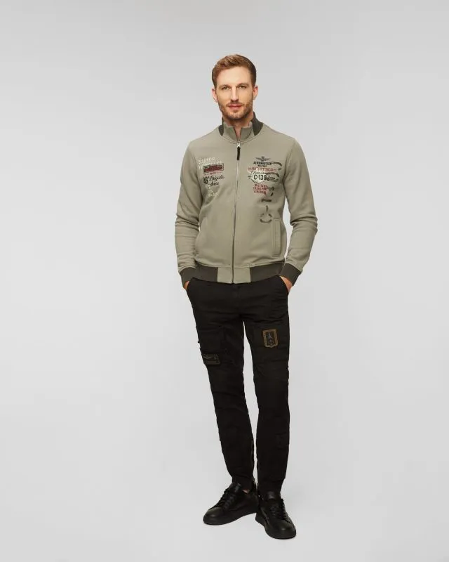 Felpa verde con chiusura da uomo Aeronautica Militare