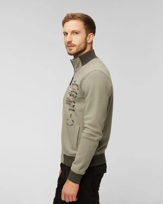 Felpa verde con chiusura da uomo Aeronautica Militare