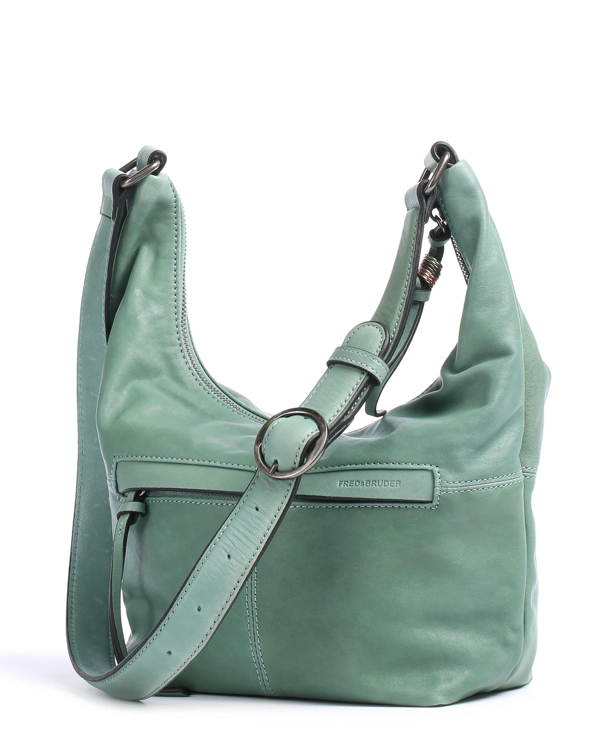  FredsBruder Gena Borsa a spalla pelle a grana fine verde  