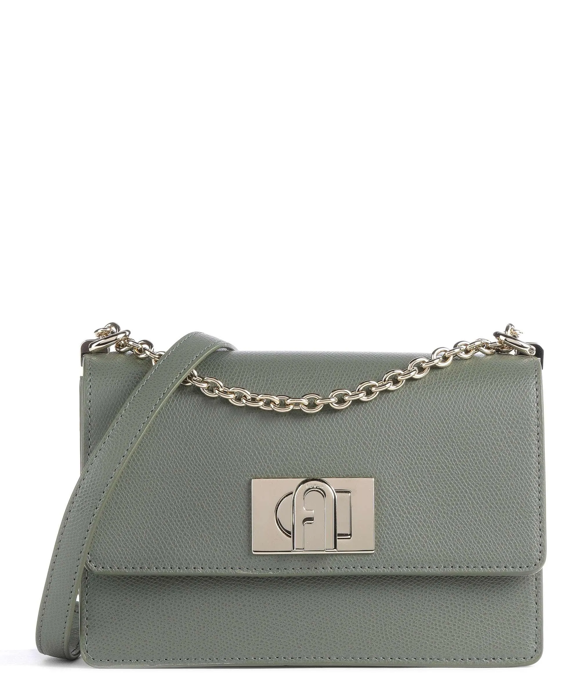  Furla 1927 Mini Borsa a spalla pelle di vacchetta grana verde scuro  