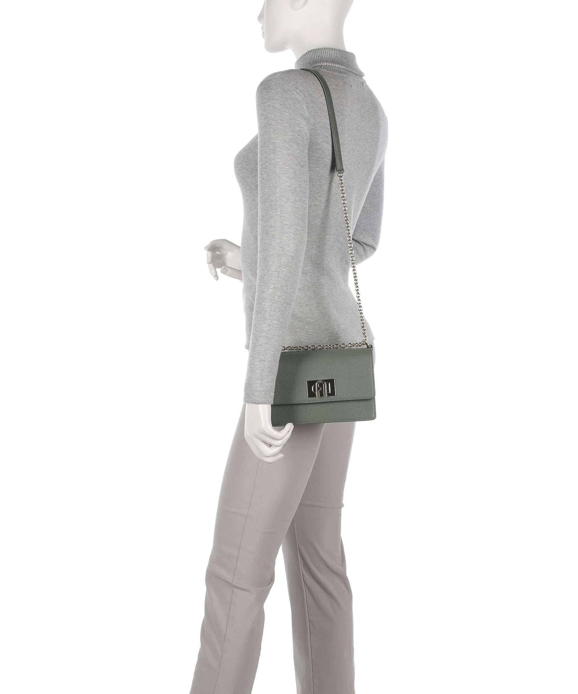  Furla 1927 Mini Borsa a spalla pelle di vacchetta grana verde scuro  