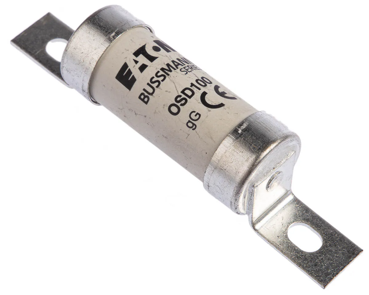 Fusibile a standard britannico, Eaton, 100A, fusibile A3, standard BS 88, IEC 269, fori di fissaggio da 73.5mm, cat. gG
