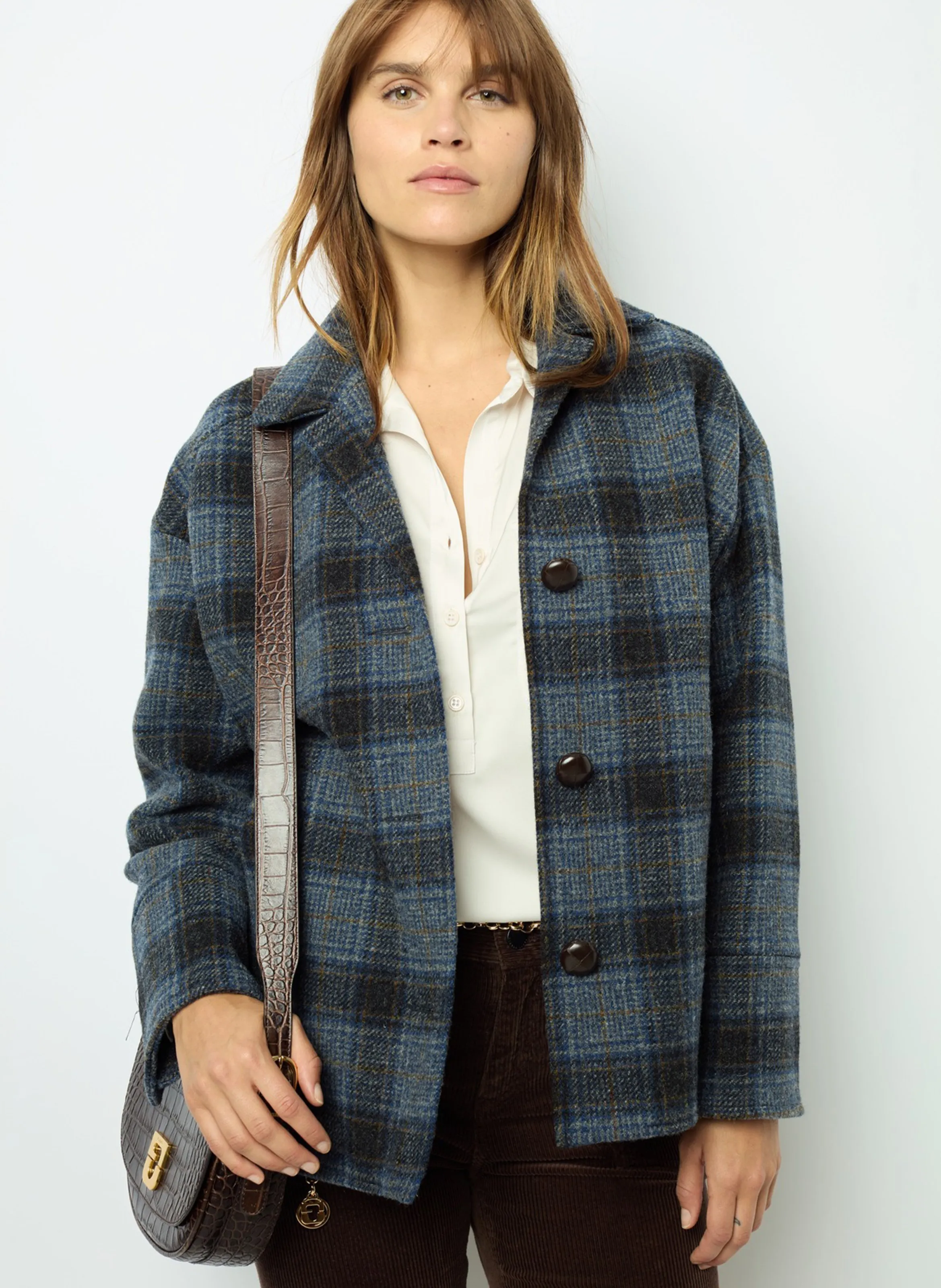  GERARD DAREL   MAYSSANE - Giacca blazer in lana vergine a quadri | Blu