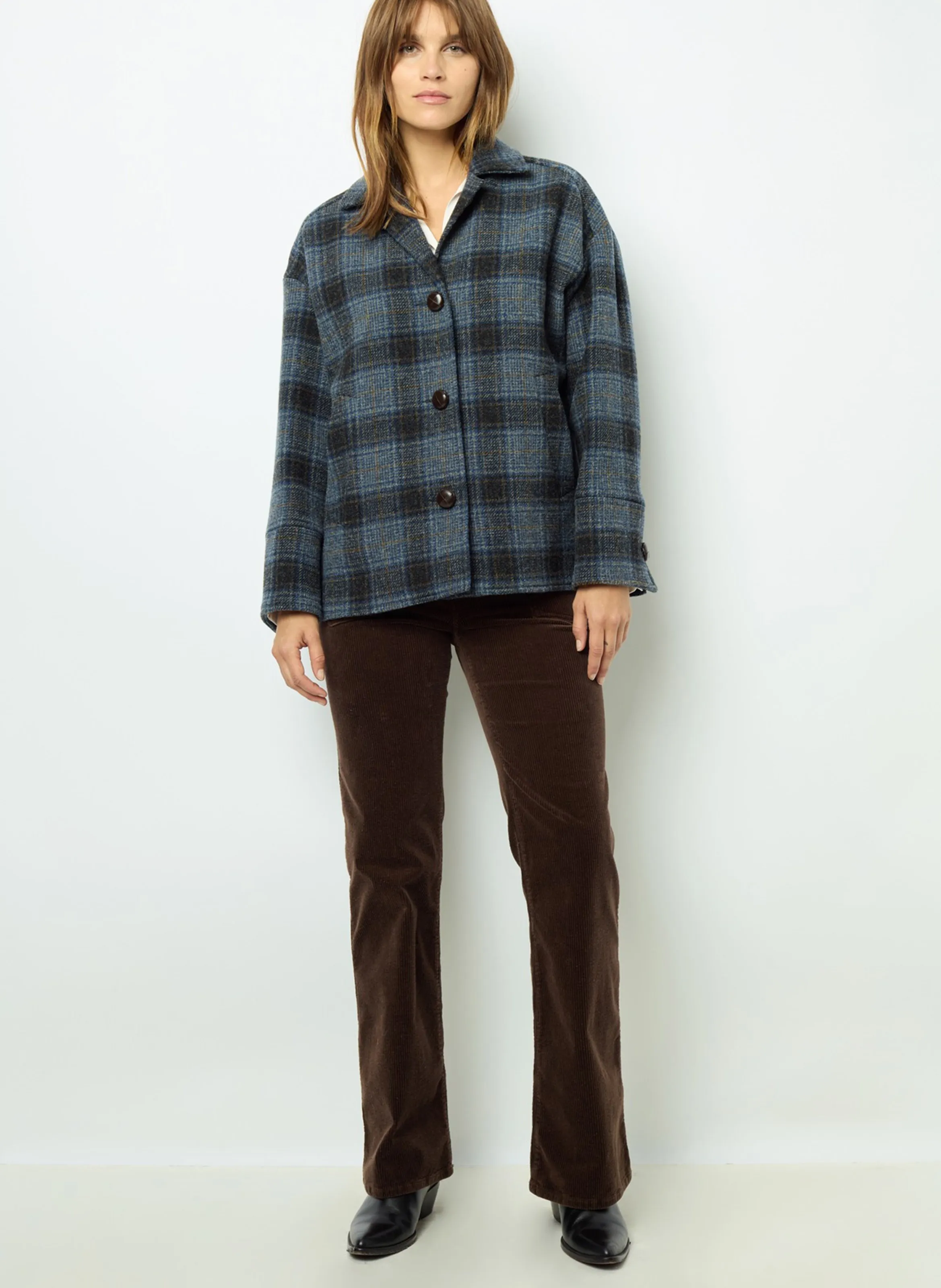  GERARD DAREL   MAYSSANE - Giacca blazer in lana vergine a quadri | Blu
