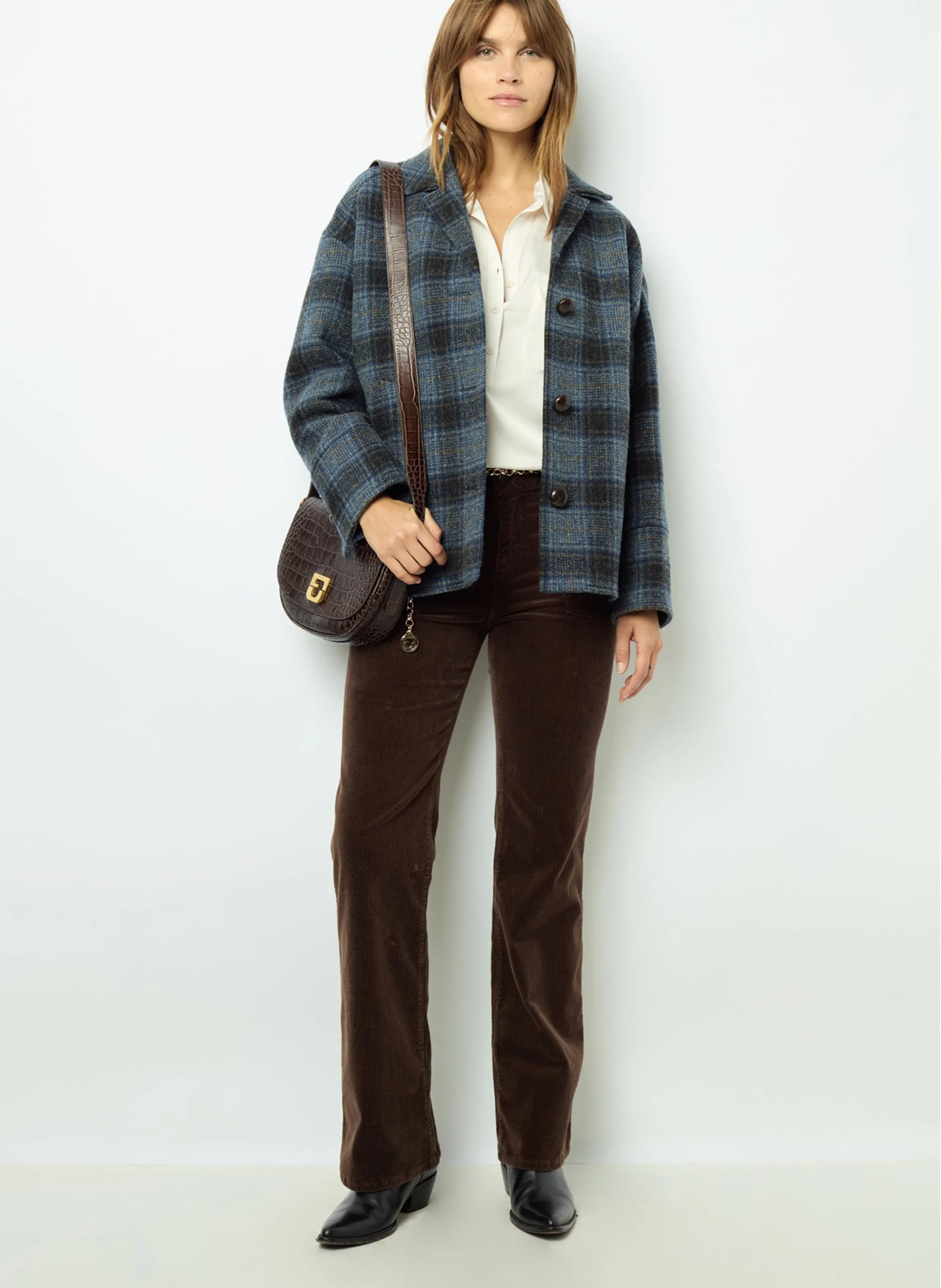  GERARD DAREL   MAYSSANE - Giacca blazer in lana vergine a quadri | Blu