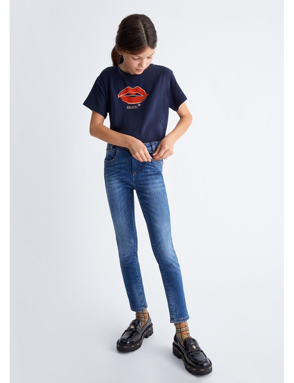 GF3140 JEANS STRETCH LIU JO GIRL PANTALONE DENIM BAMBINA PANTALONI SLIM KID