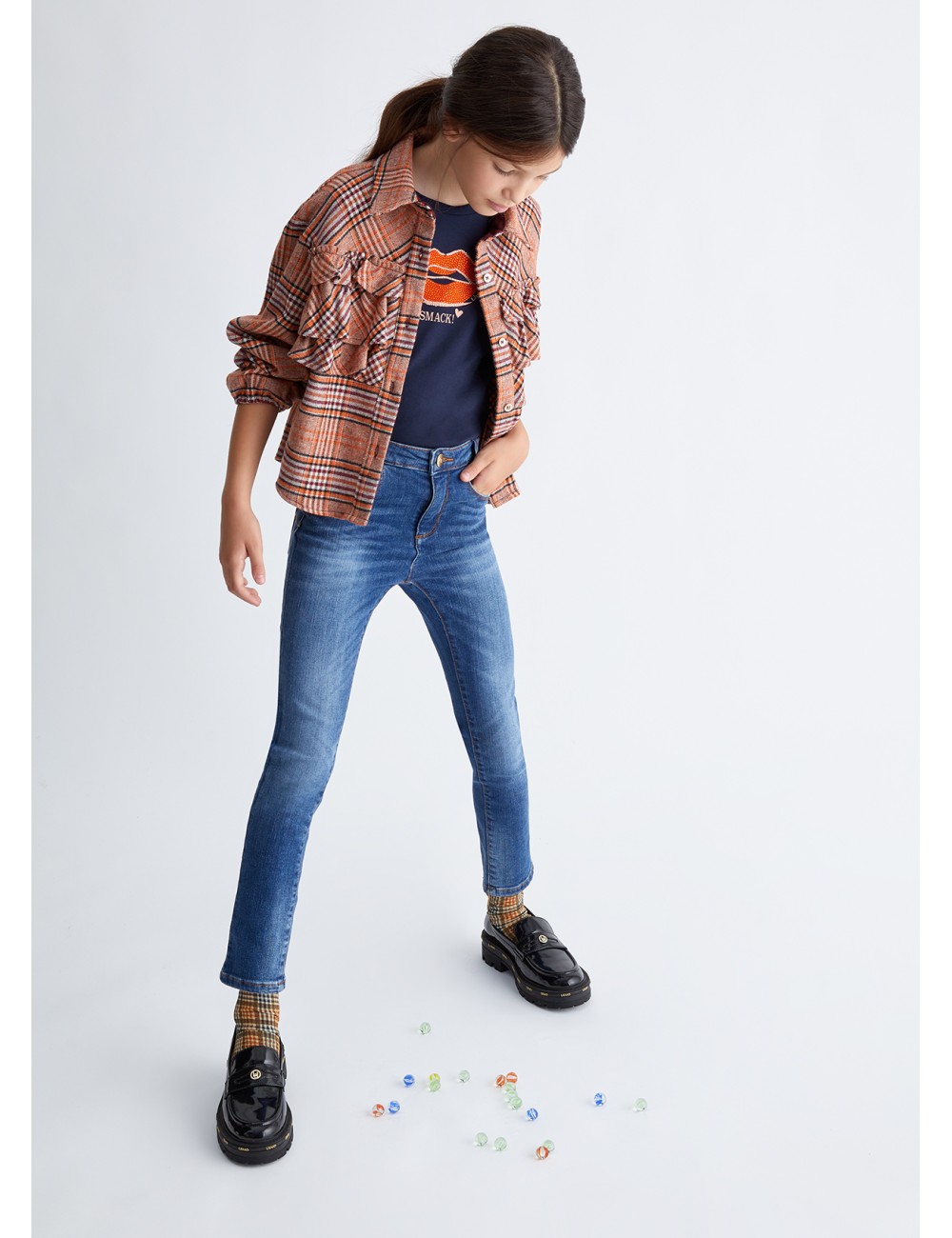 GF3140 JEANS STRETCH LIU JO GIRL PANTALONE DENIM BAMBINA PANTALONI SLIM KID