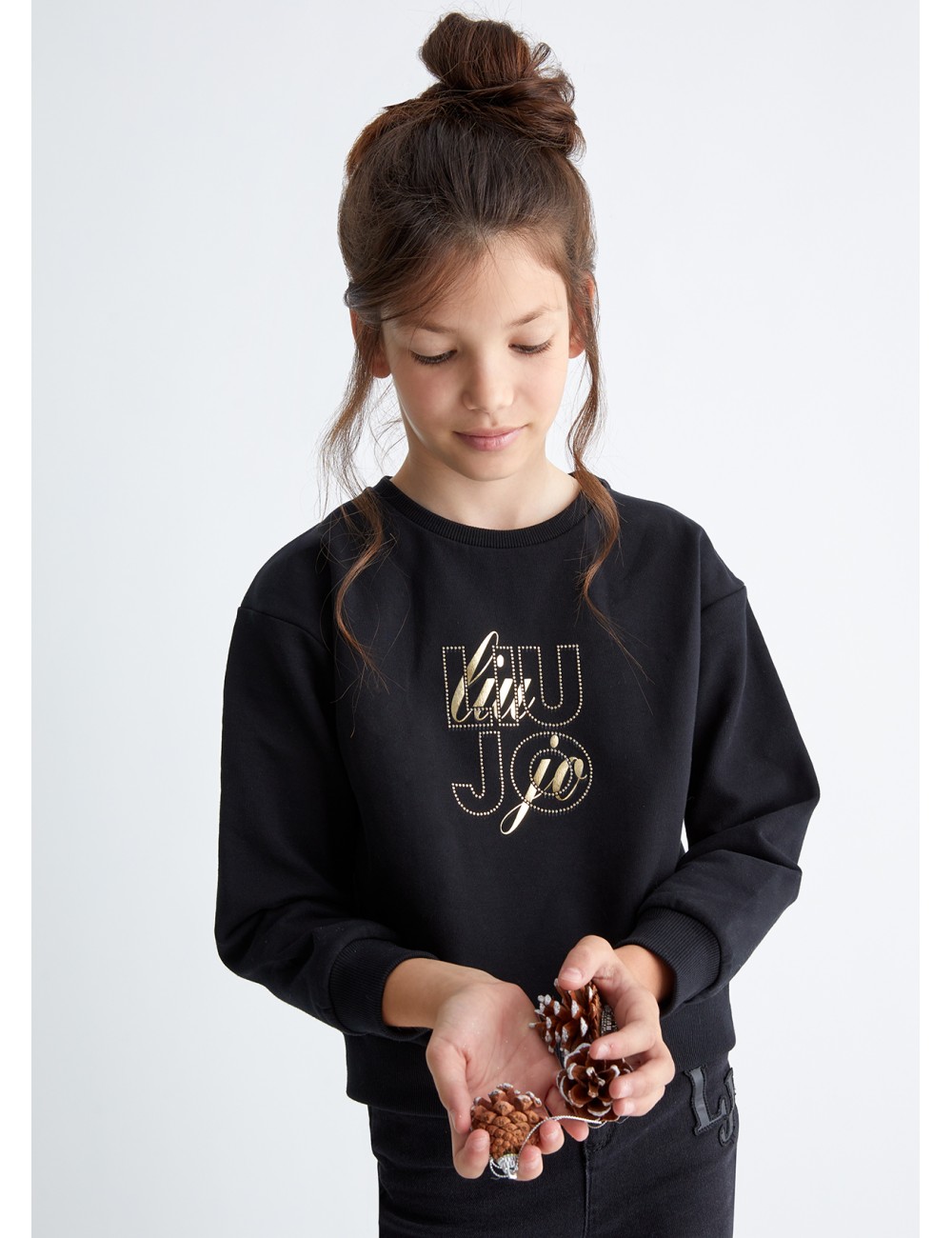 GF3179 22222 FELPA LOGO E STRASS LIU JO BAMBINA MAGLIA MAGLIETTA KIDS GIRL NEW