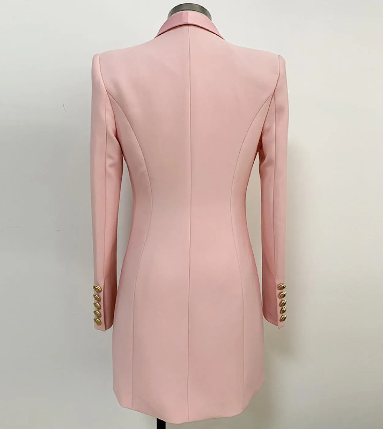 Giacca blazer firmata di alta qualità Bottoni leone da donna Collo a scialle in raso doppio petto Brazer lungo rosa rosso nero