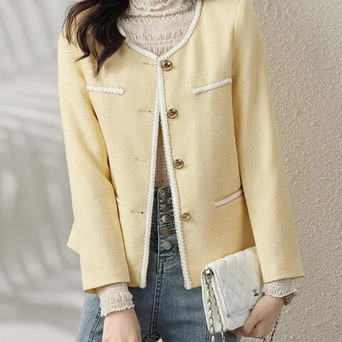 Giacca casual da donna Giacca da donna a maniche lunghe con scollo a O femminile per l'autunno inverno