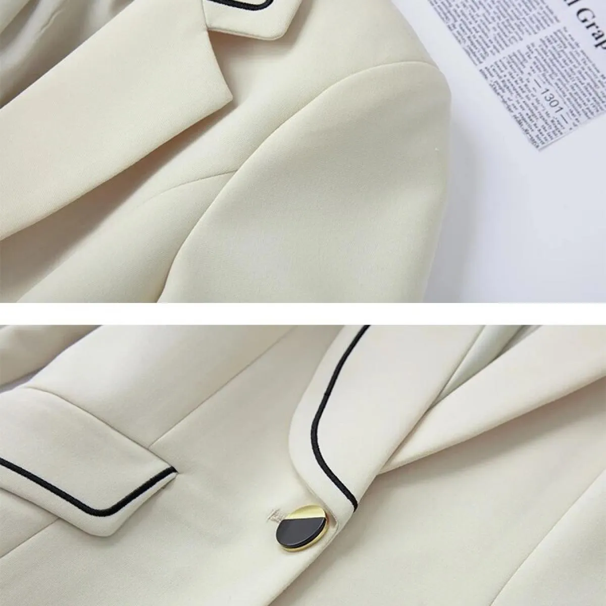 Giacca da donna blazer da donna a righe beige autunno inverno Giacca da donna a maniche lunghe con bottone singolo Cappotto form