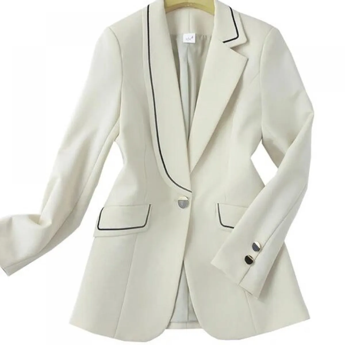 Giacca da donna blazer da donna a righe beige autunno inverno Giacca da donna a maniche lunghe con bottone singolo Cappotto form