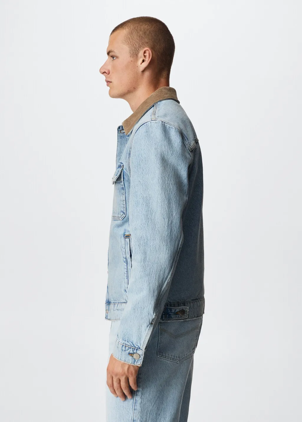 Giacca di jeans con collo a coste