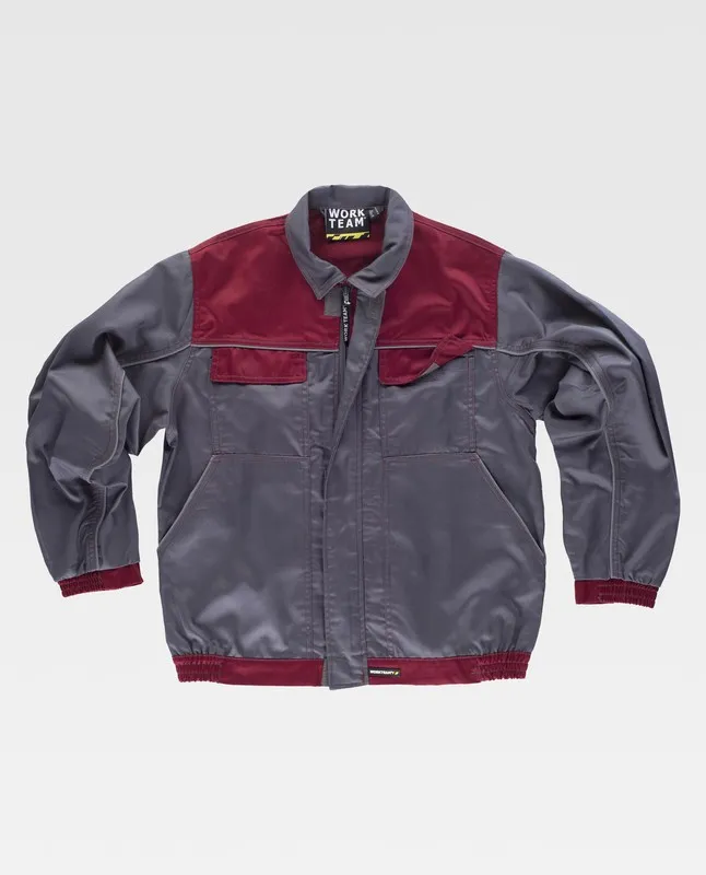 Giacca linea 8 abbinata a cerniera, profili riflettenti Maroon Grey