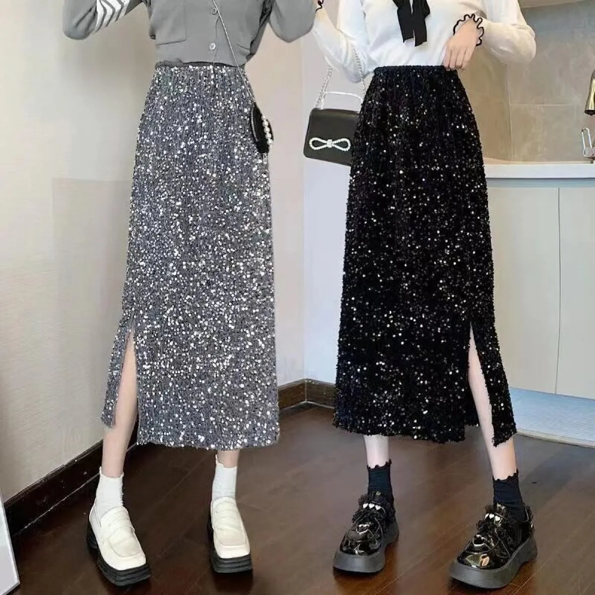 Gonna lunga da donna primavera estate 2024  Harajuku moda gonna lunga rosa donna estetica elegante gonna lunga nera vintage
